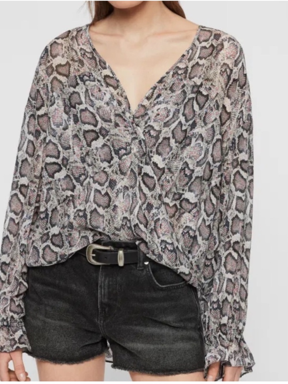 All Saints Women’s Penny Blouse in Snakeskin Print